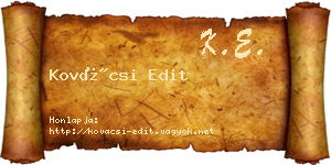 Kovácsi Edit névjegykártya